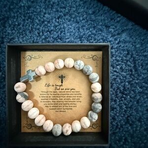 Beaded Bracelet with Cross Charm